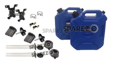 Royal Enfield Blue Color Jerry Can Pair with Mount for BS6 Himalayan 411 - SPAREZO